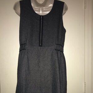 90’s Marie Garbo Gray Lined Sleeveless Business Dress With Zipper In Front